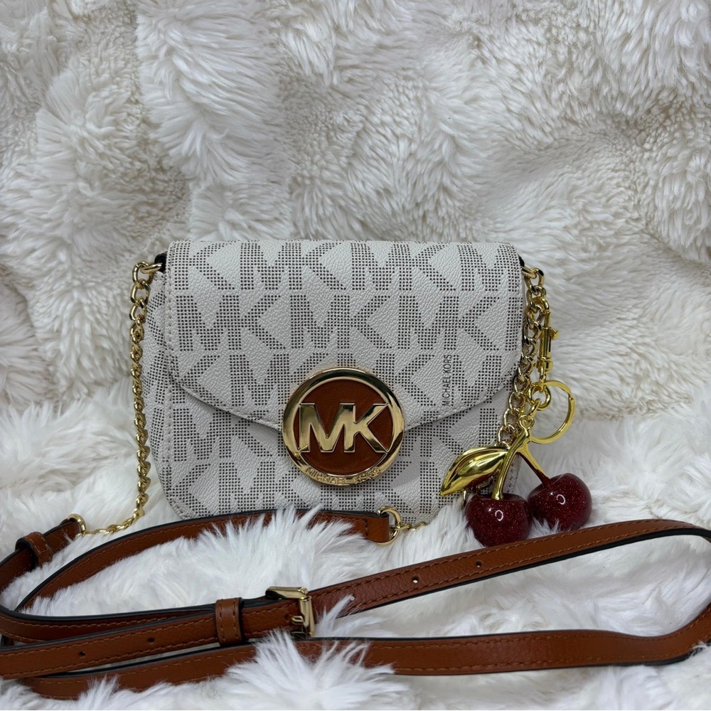 Michael Kors Cream and Brown Crossbody Bag